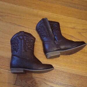 Kids Brown Western Zip Boots - Classic Cowboy Style Toddler 11 Cat & Jack